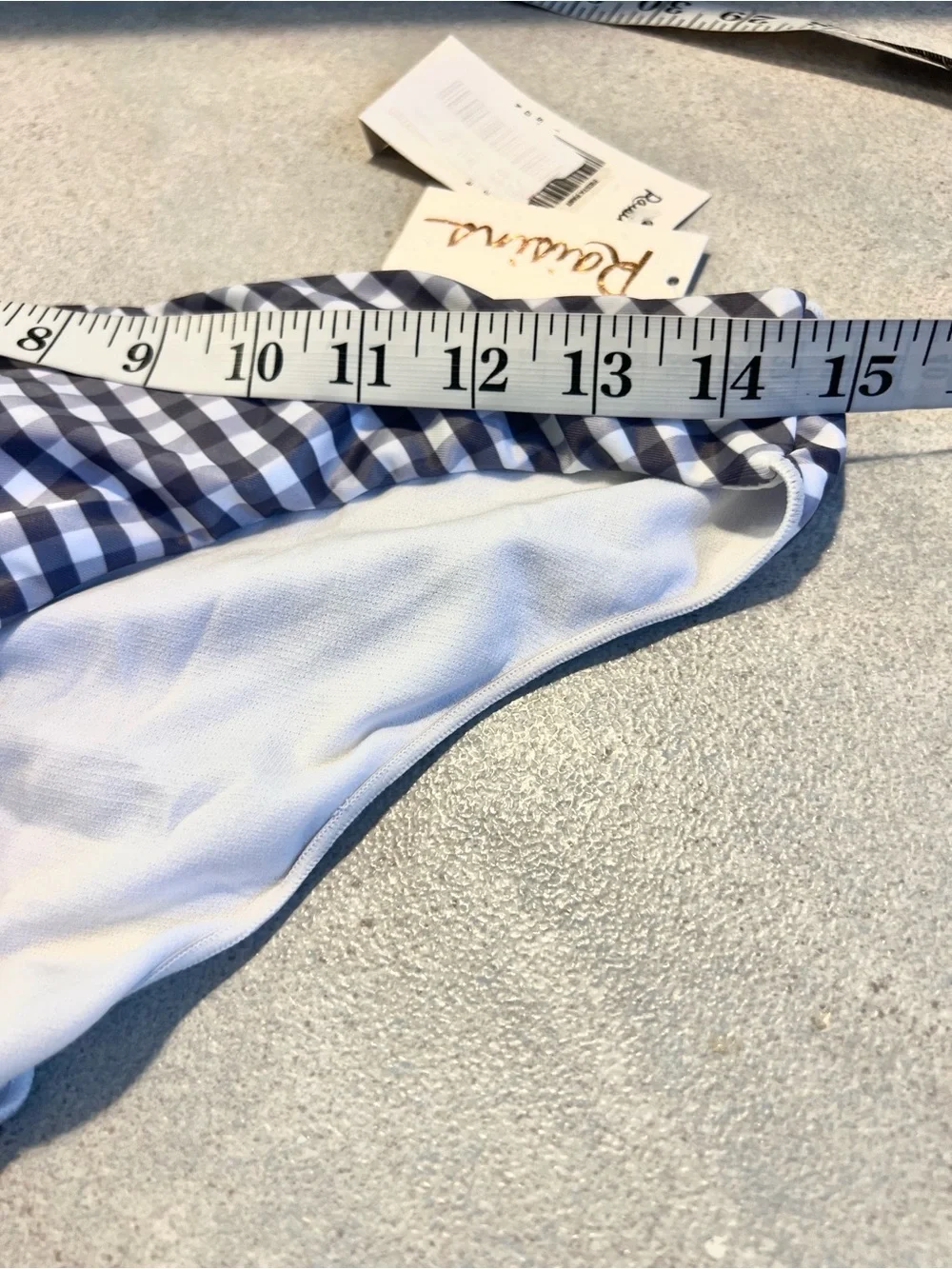 NWT,Raisins G710866 Pacifica Paris  (Whitehaven M) Gingham Bikini Set, Size Med